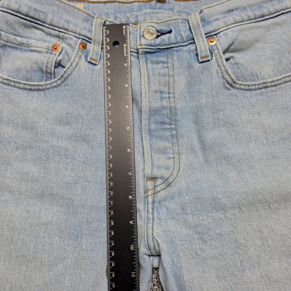Jeans Levis 29 Womens Light Blue Excellent 501 Premium Side Logo Tape Straight - Picture 9 of 13